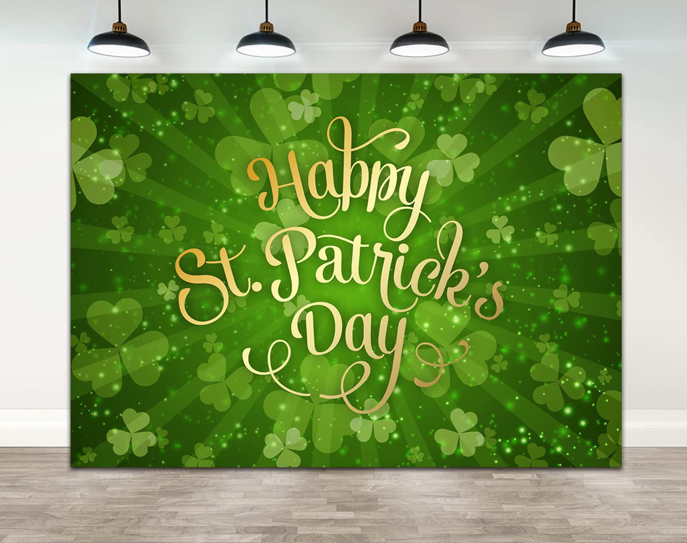 Ticuenicoa 7×5ft Happy St. Patrick’s Day Backdrop Green Clover Lucky Irish Shamrock Background for Photography Gold Saint Patrick's Day Birthday Baby Shower Newborn Party Banner Wall Decorations Props