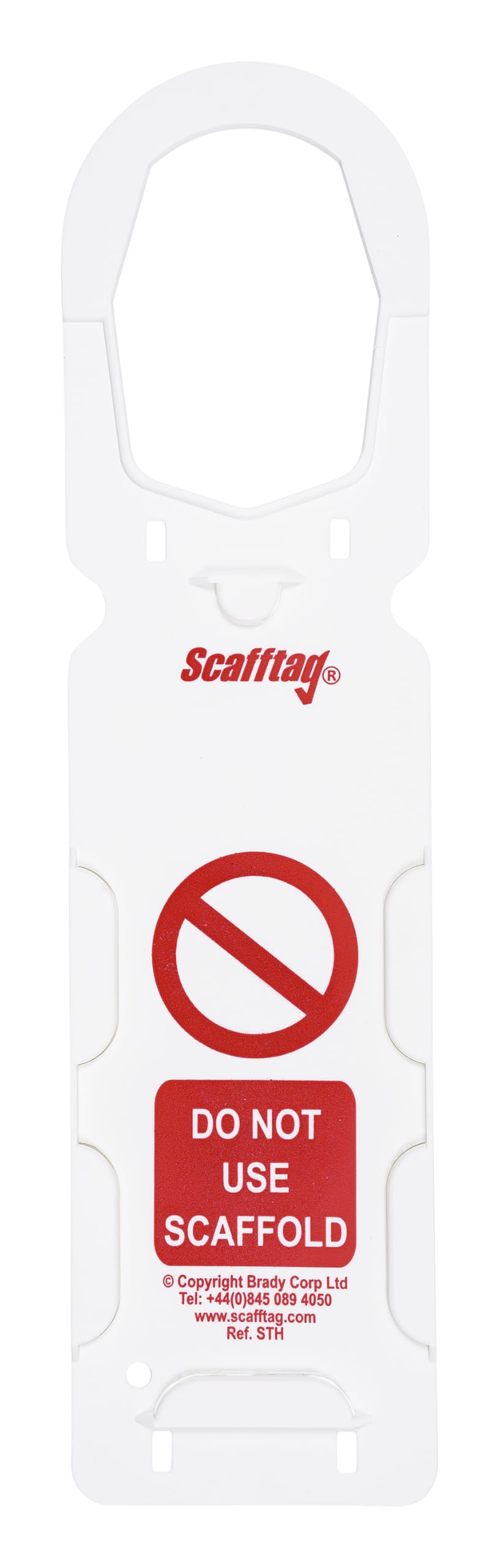 Scafftag by Brady MK1 Holders – Compact Equipment Inspection Holders "Do not use scaffold", Includes 10 Holders for Workplace Safety Compliance – White on Red