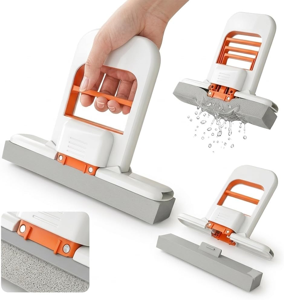 Mini Foldable Desktop Mop, Compact Handheld Cleaning Mop with Folding Handle, Reusable for Desk, Table, Kitchen Counter, Office and Household Surfaces, Pack of 2