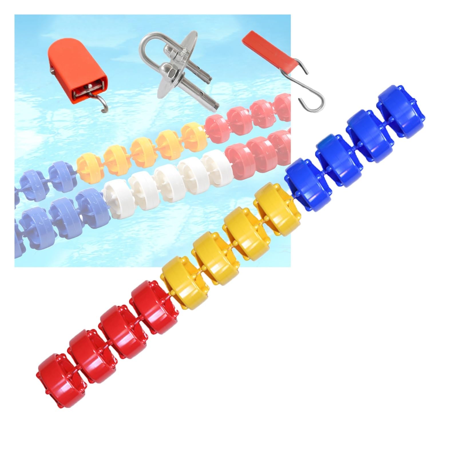 WOTZOV Swimming Pool Lane Dividers - Safety Fence Kit With Buoys, Hooks & Accessories - Durable, Easy To Install Pool Divider For Enhanced Safety，Nylon rope 1m/3.3ft