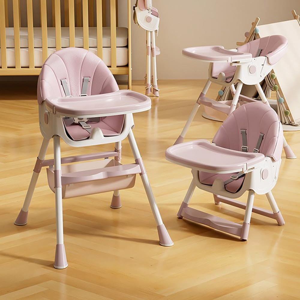 Hochstuhl Baby 4in1 Kinderhochstuhl Ab 6 Monaten Essstuhl Mit Sicherheitsgurt Klappbar Pflegeleicht Höhenverstellbares Gestell Mitwachsend Abnehmbarer Essbrett Korb