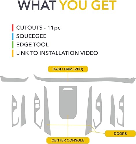 Miniatura 3 de Envoltura interior para Lucid Air, incluye tapa de consola central, tablero (2 piezas), bordes de puerta (2 unidades cada uno), envolturas de vinilo