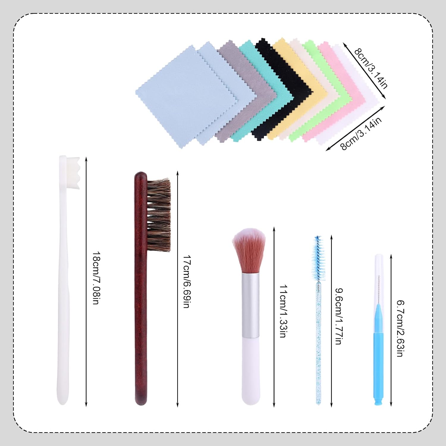Jewelry Cleaning Brush Set, Professional Silver Cleaning Kit with Polishing Cloth Needles Brush for All Jewelry Diamond Ring Earring