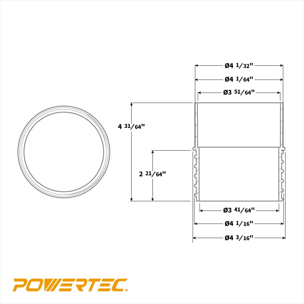 POWERTEC 70285 4" Quick Connect Splice for DWV PVC Pipe with Left-Hand Threaded End to 4" I.D. Flexible Hose.