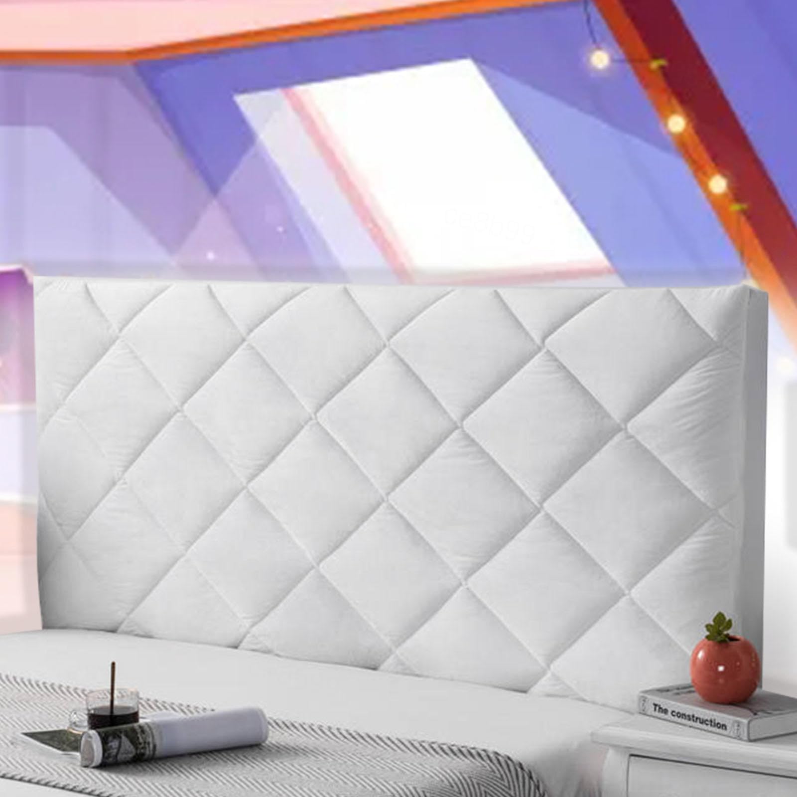 Headboard Cover King Size White Headboard Slipcover Double Bed Headboard Protector Cover Dustproof Stretch Bed Backrest Slipcover Single Double Queen,white-190cm
