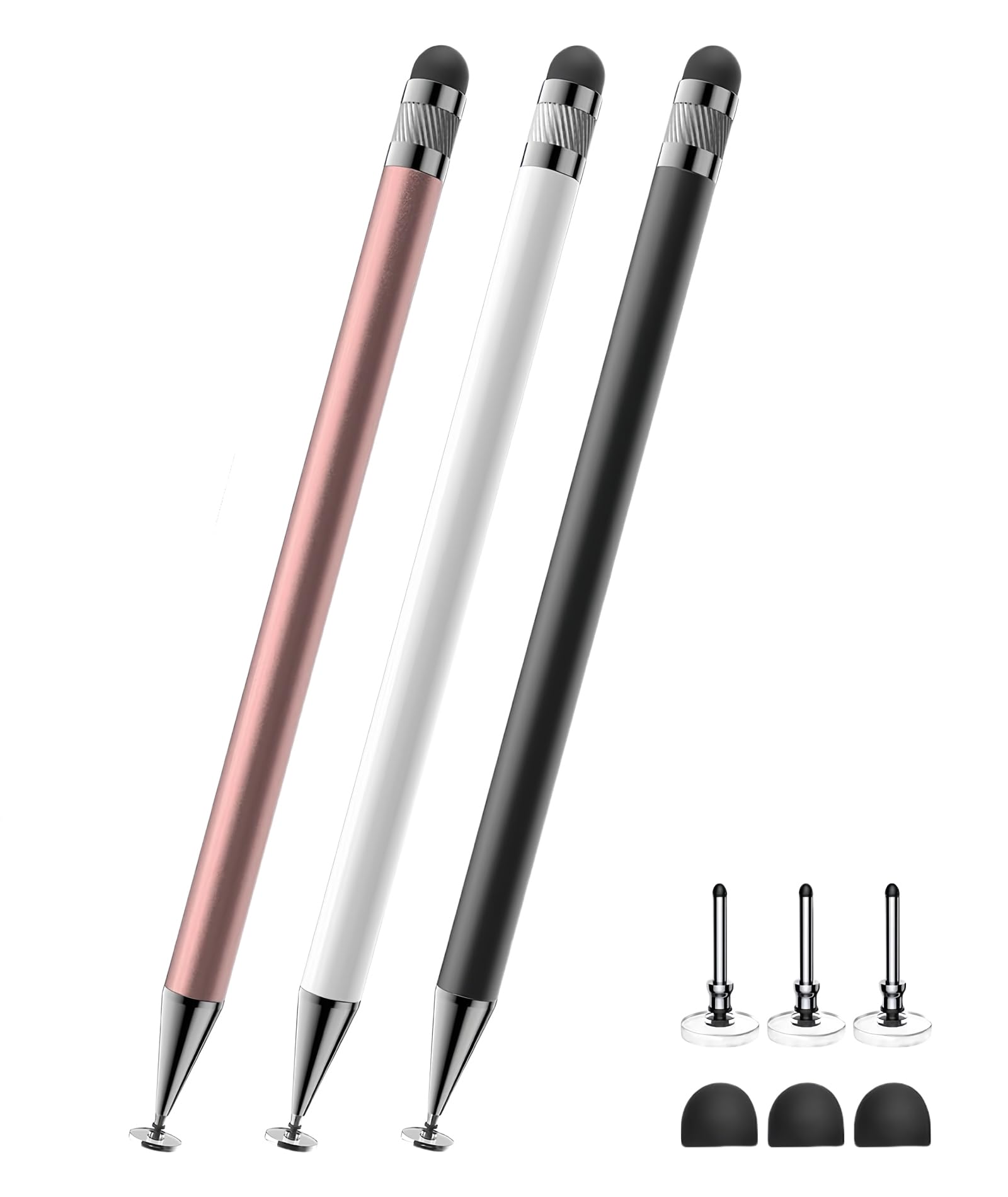 3 PCS Stylus Pen, 2-in-1 Stylus Pen for Touch Screen, High Precision and Sensitivity, Suitable for iPhone/ipad/Android Tablets, Compatible with Most Touch Screens (Black/White/Rose Gold) (B0DC5JBHK8) Amazon Price History, Amazon Price Tracker