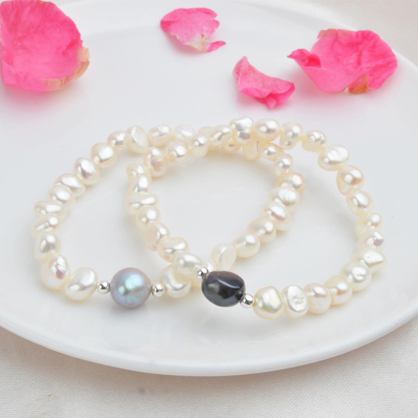 Bracciale a catena con perle barocche d'acqua dolce, gioielli