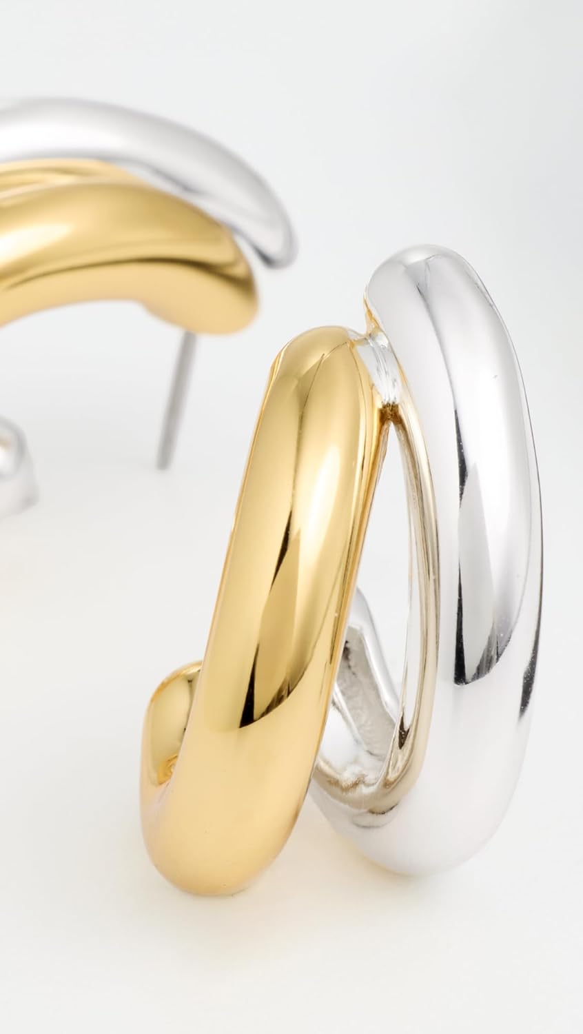 Jenny Bird Women's Florence Earrings, Two Tone, Silver, White, Metallic, One Size - Image 3