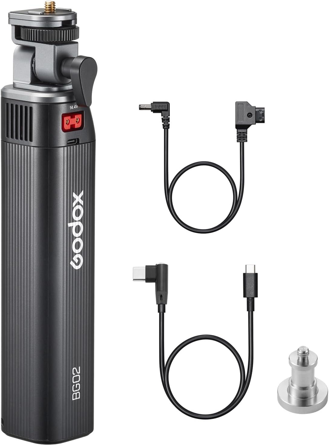 GODOX BG02 Battery Grip, 95.04Wh Handgrip with D-Tap and USB-C Cable for Godox AD200 AD200 PRO II AD300 PRO Camera Flash and ML100BI ML100R ML60IIBi LED Lights and Other Brand Lights, with 1/4" Screw