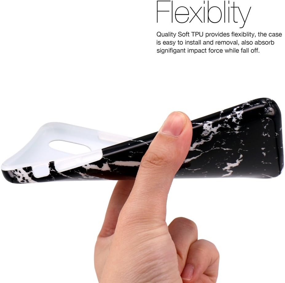 JAHOLAN iPhone X Case iPhone Xs Case Black Marble Design Clear Bumper Glossy TPU Soft Rubber Silicone Cover Phone Case for iPhone X iPhone Xs