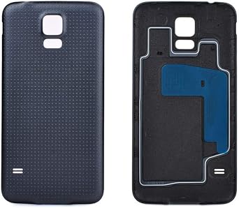 Back Battery Housing Door Cover Back Case Replacement for Galaxy S5 G900 G900F G900M G900v with Logo Black
