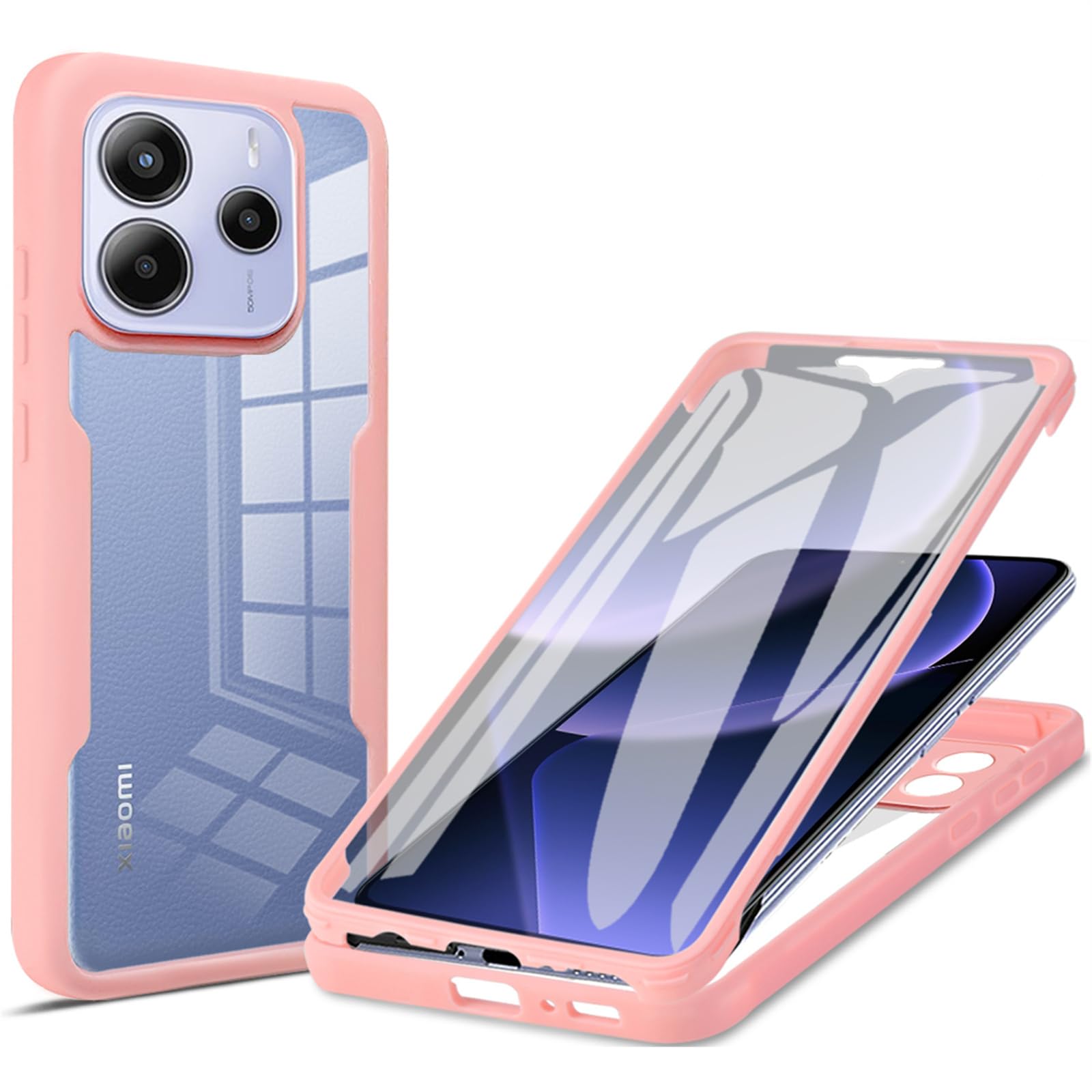 Fofvccv for Xiaomi Redmi Note 14 5G Clear Case with Screen Protector, Slim Fit Transparent 360° Full Body Shockproof Protective Cover for Redmi Note