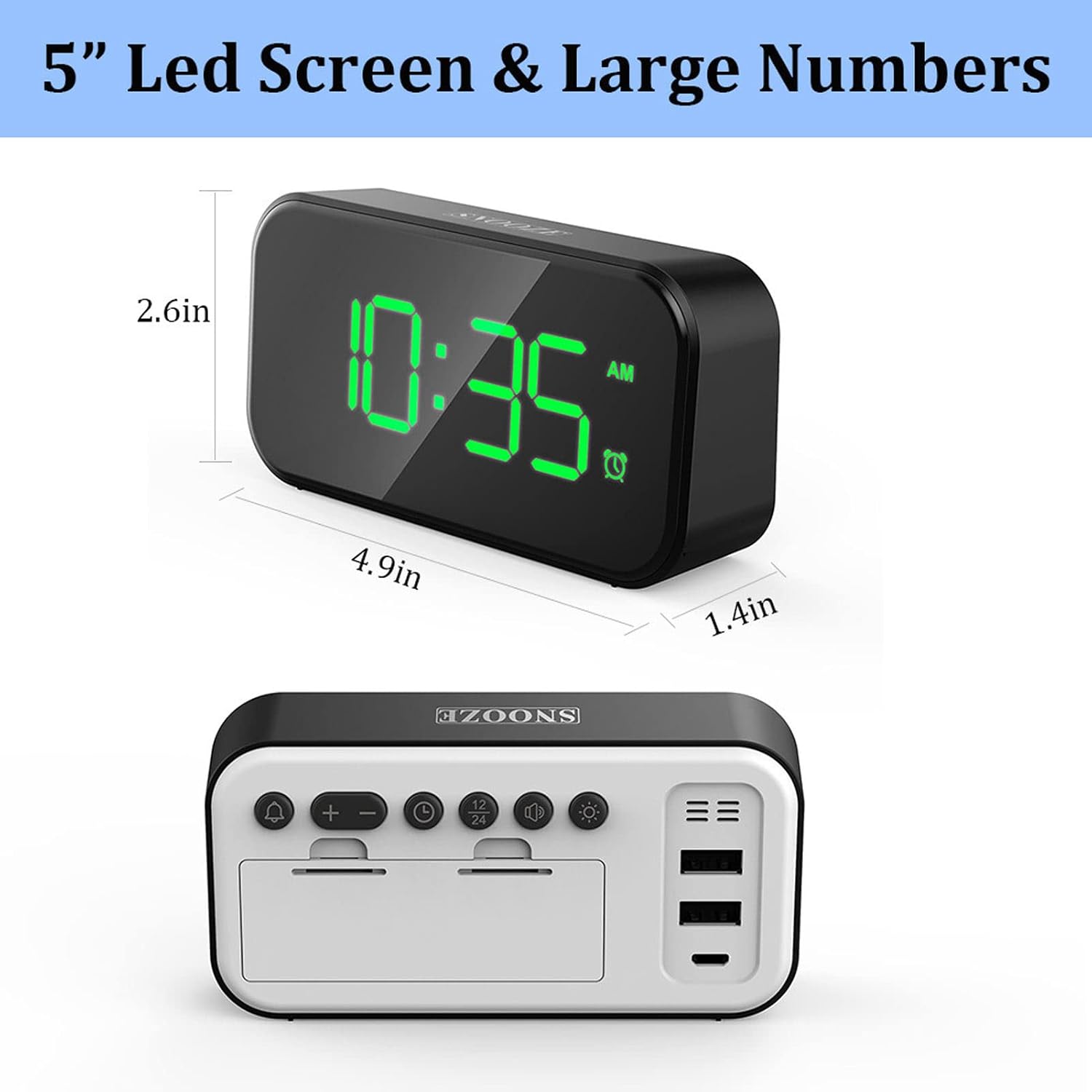 Dimensions of CHICIRIS LED Digital Alarm Clock