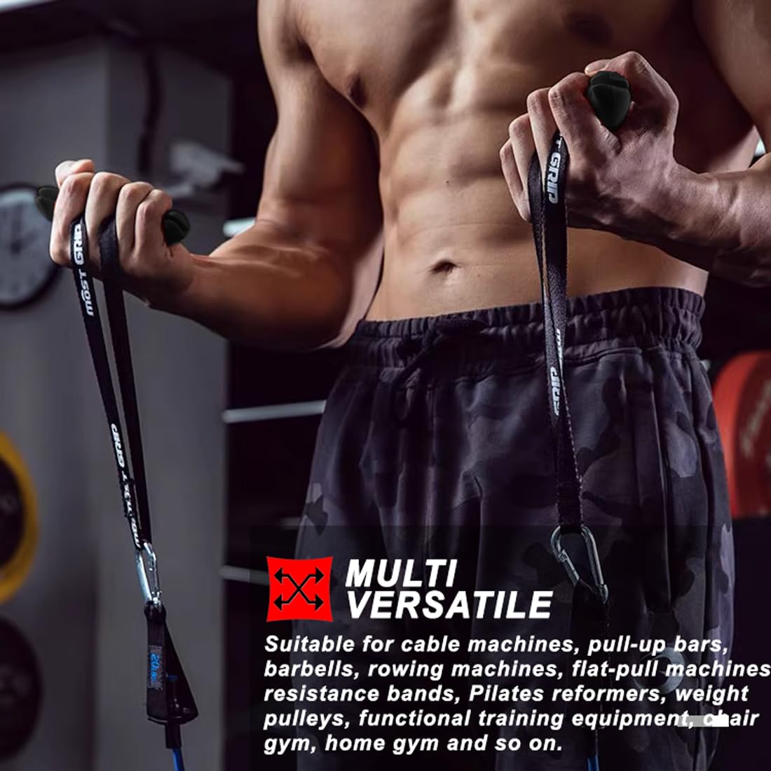 Barre De Traction Avec Sangle Et Poignées - Pour Machine à Câble, Musculation Maison/salle - Capacité 150 Kg