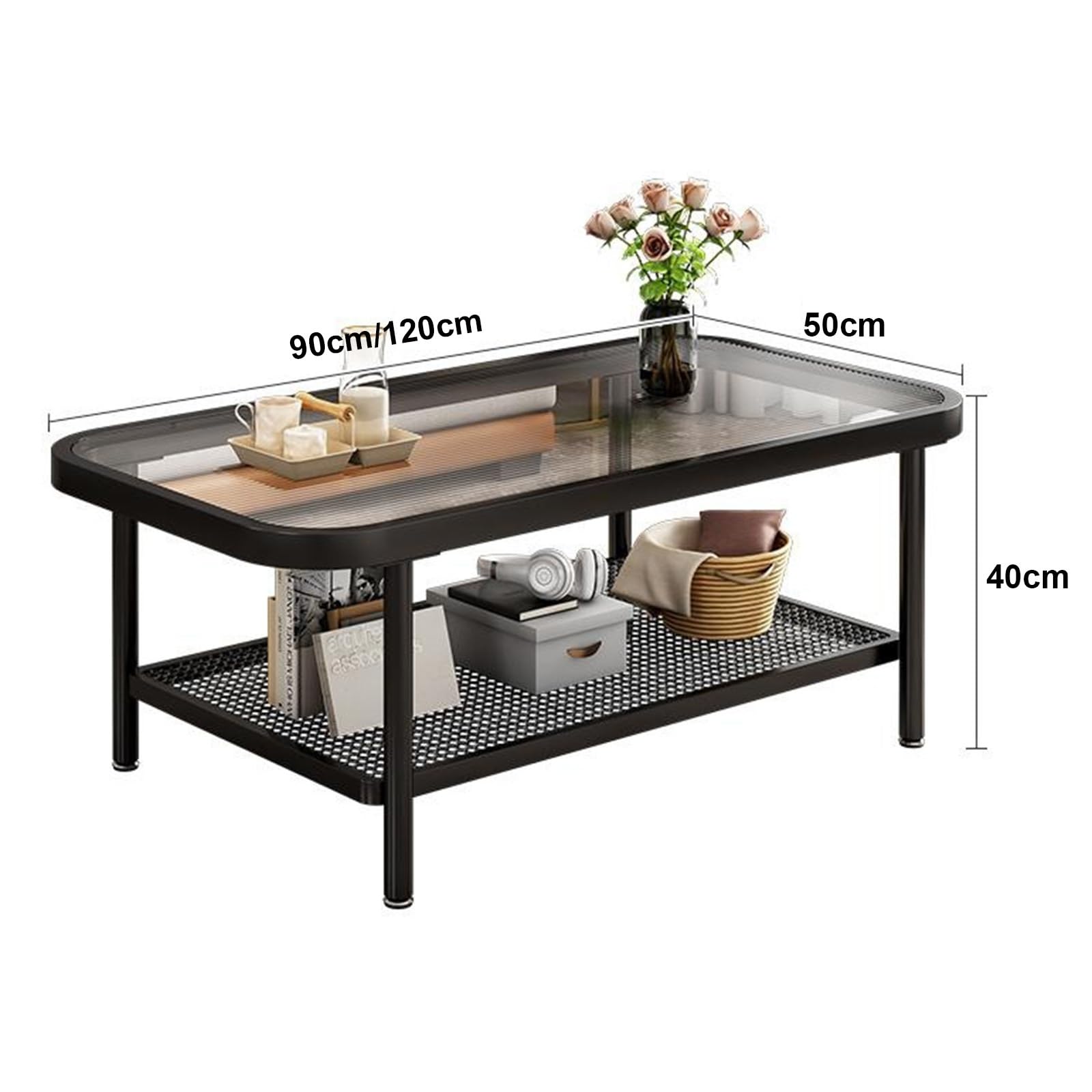 Amazon.com: 2 Tier Coffee Table, Glass Top Rectangular