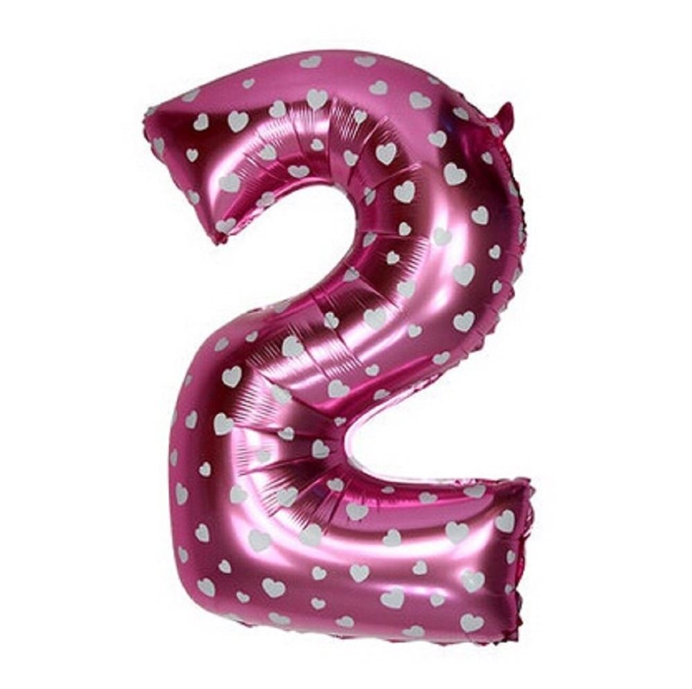 16" Pink Number 2 Foil Balloons Air Filled Self Inflating Birthday Anniversary Wedding Party Banner Decorations