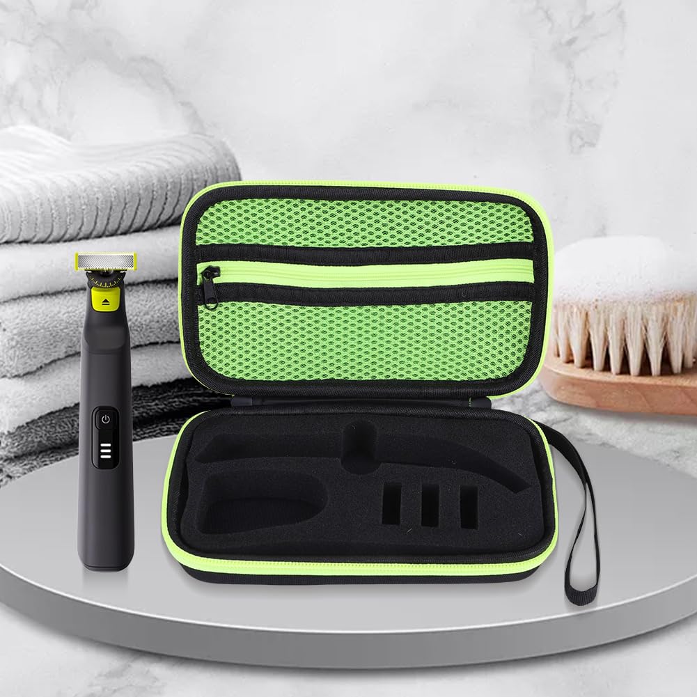Custodia da viaggio per rasoio elettrico da viaggio, borsa portatile per Philips OneBlade Pro e accessori, Nero e verde, 195x120x58mm/7.68x4.72x2.28inch, casual