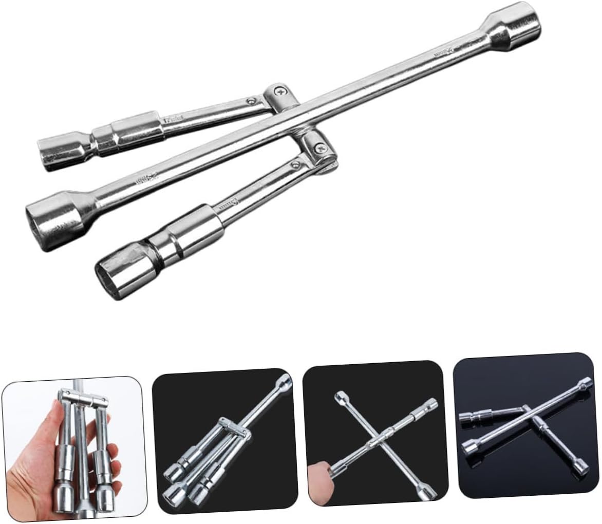 ERINGOGO Folding Lug Wrench Way Tire Repair Tool for Easy Lug Nut Removal Ergonomic Grip Compact Design for Go Repairs Durable Construction