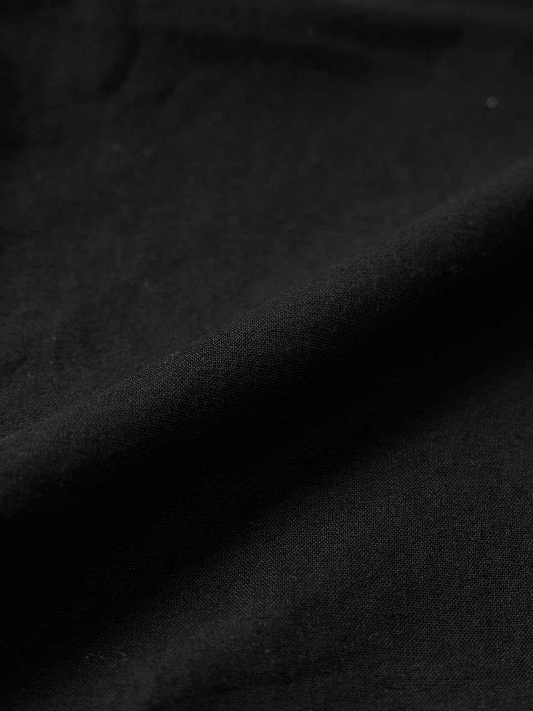 The Souled Store Dark Mystery - Camicia da donna e ragazza a maniche lunghe con colletto largo in cotone e lino ricamato nero, vestibilità oversize, traspirante, leggera, per tutti i giorni