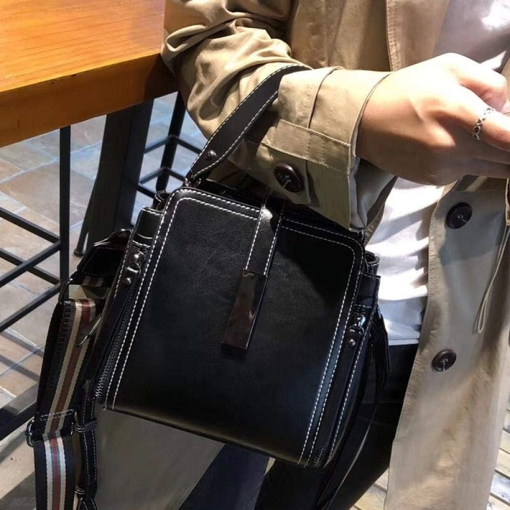 Fashion Trend Handbag bag female retro shoulder messenger bag fashion wild bucket bag wine red,Colour:ArmyGreen Beautiful Classic Temperament (Color : Black)