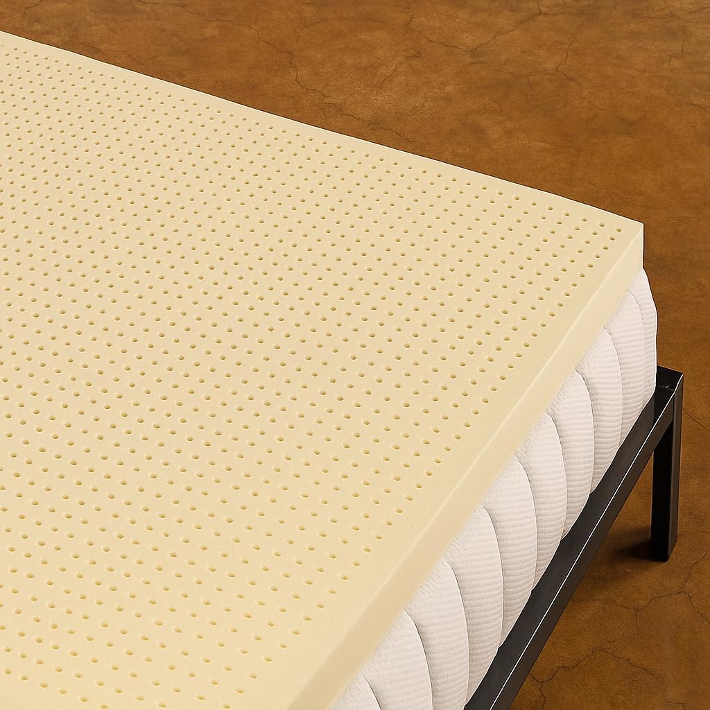 2-Inch Natural Latex Mattress Topper – Soft – GOLS Certified Organic – Cooling, Supportive, Eco-Friendly Foam – No Cover – Ideal for Back Sleepers & Mattress Rejuvenation (King)