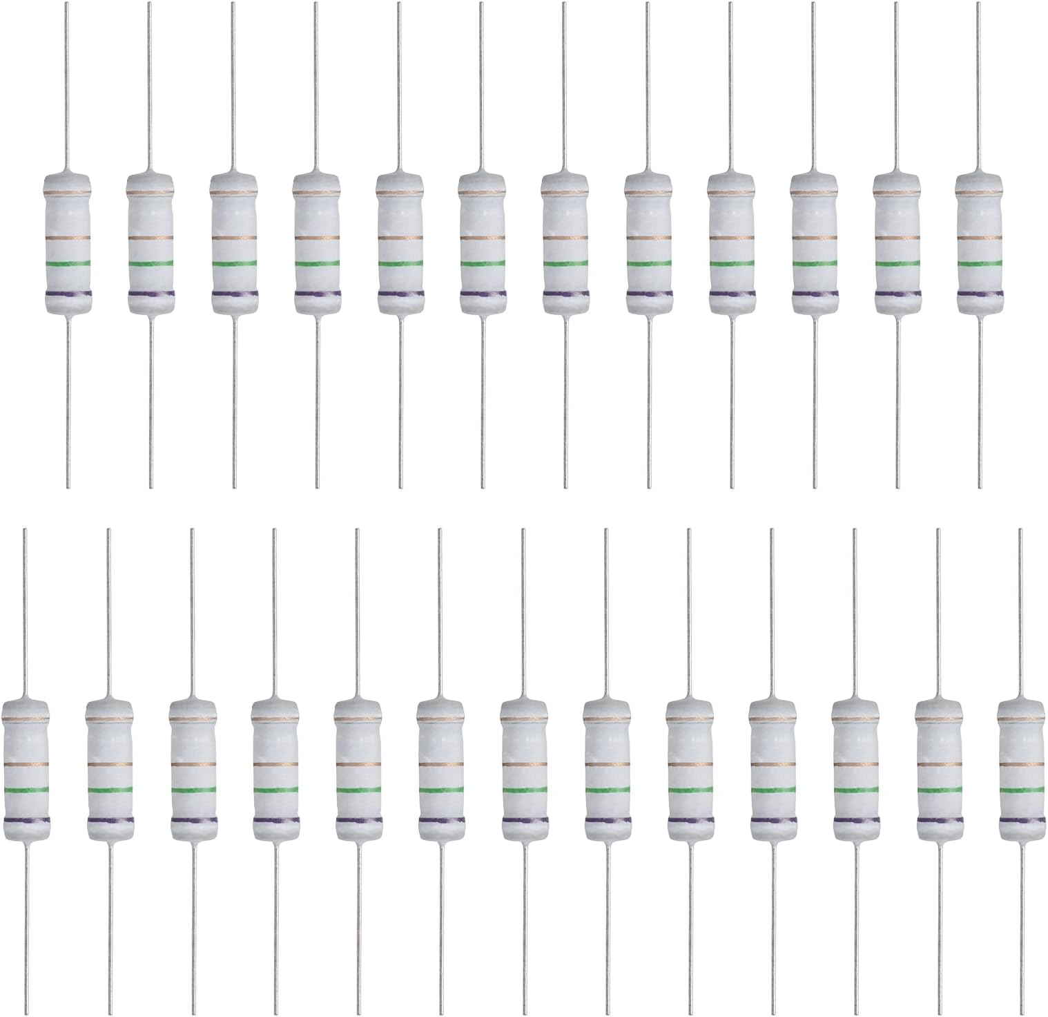 MECCANIXITY 25 Pcs 7.5 Ohm Resistor, 3 Watts 5% Tolerance Metal Oxide Film Resistor Axial Lead, Flame Proof for DIY Electronic Projects Circuits Experiments