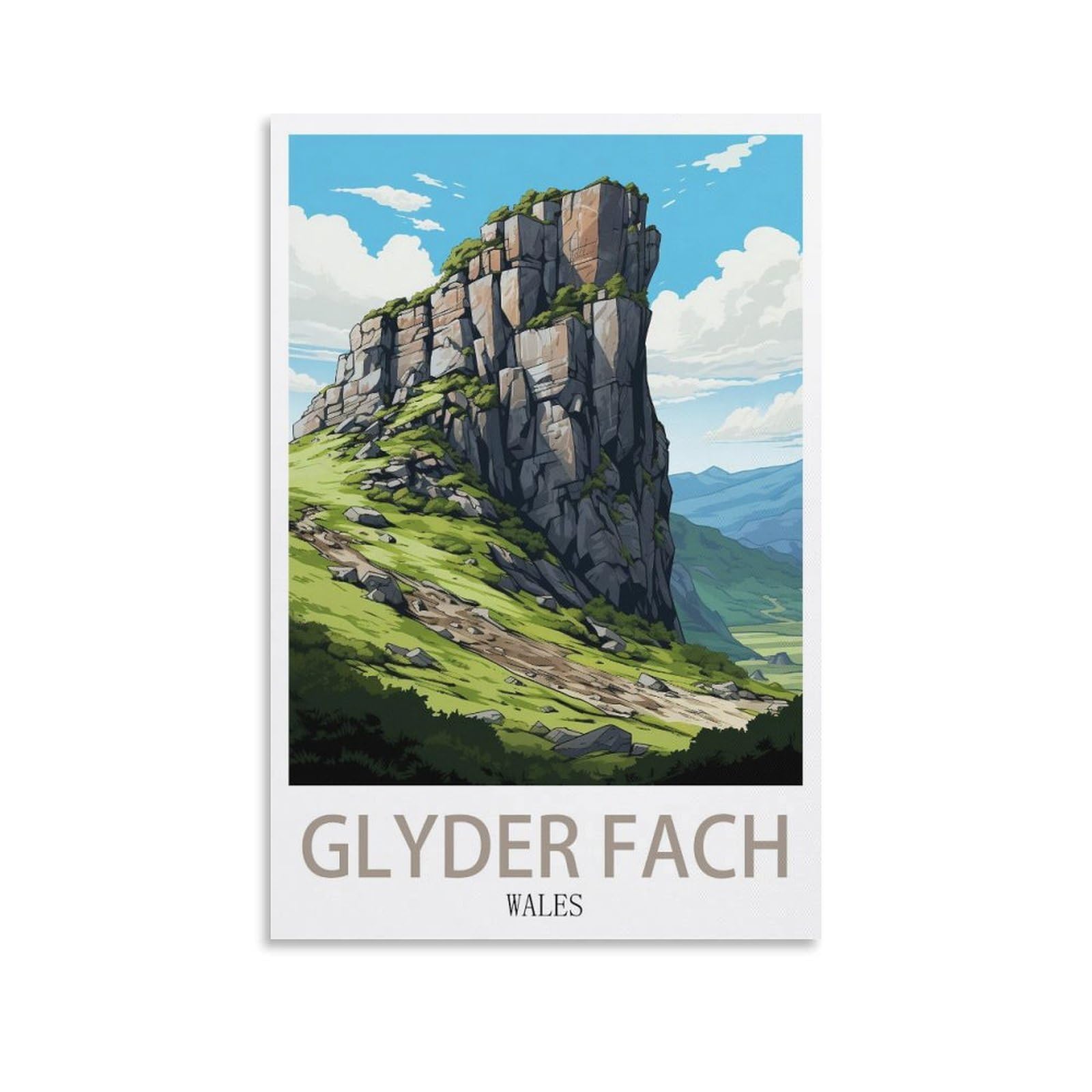 EZMLFA 5D Diamond Art Kits for Beginner,Glyder Fach Wales,Diamond Picture Art for Beginner, DIY Gem Cross Stitch Creative Gift Home Wall Decor 40x40cm