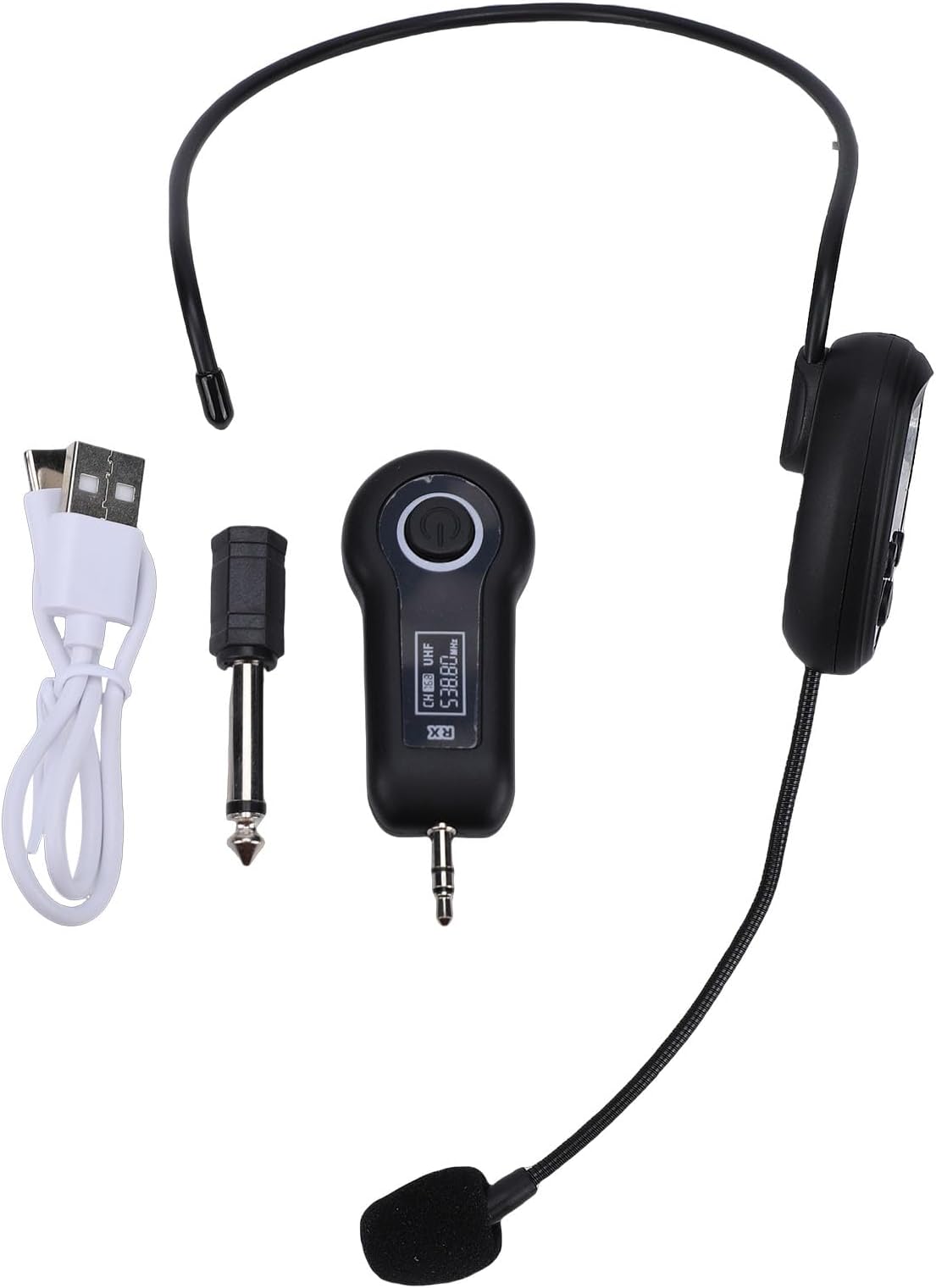 Wireless Microphone System, 160ft Range 2.4G UHF Headset Mic with Dual 3.5mm/6.35mm Plug for PA Speaker, Amplifier, Teaching, Fitness, Guide (1 for 1)