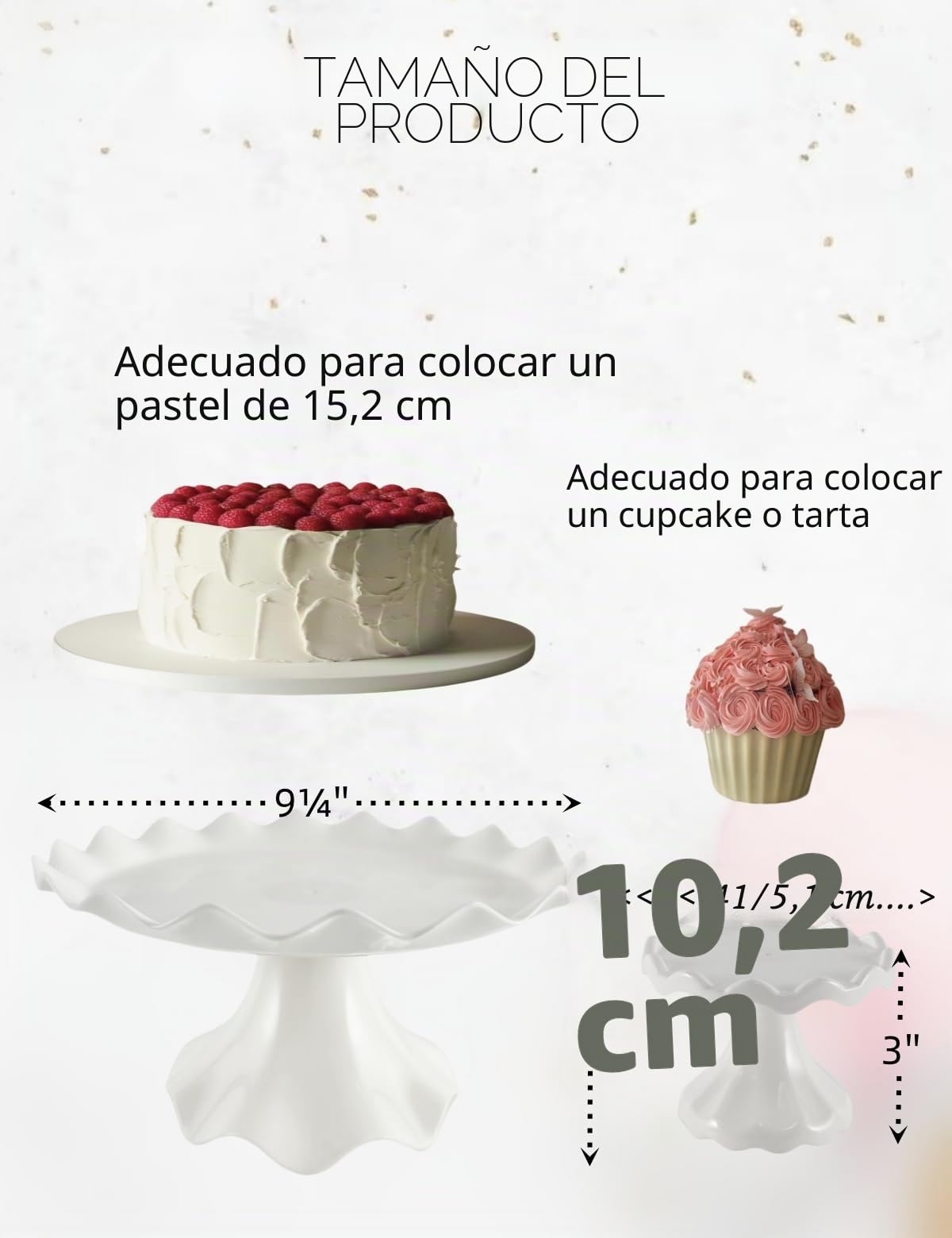 Juego de 3 soportes para tartas, soporte para tartas con cordones, mini soporte para tartas para fiestas, bodas, cumpleaños, celebraciones, baby shower, aniversario (blanco)