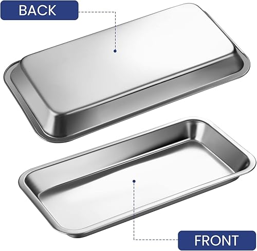 Miniatura 2 de NUOMI Bandeja quirúrgica médica de acero inoxidable para instrumentos, organizador de 2 unidades, herramientas de bandeja de procedimiento dental