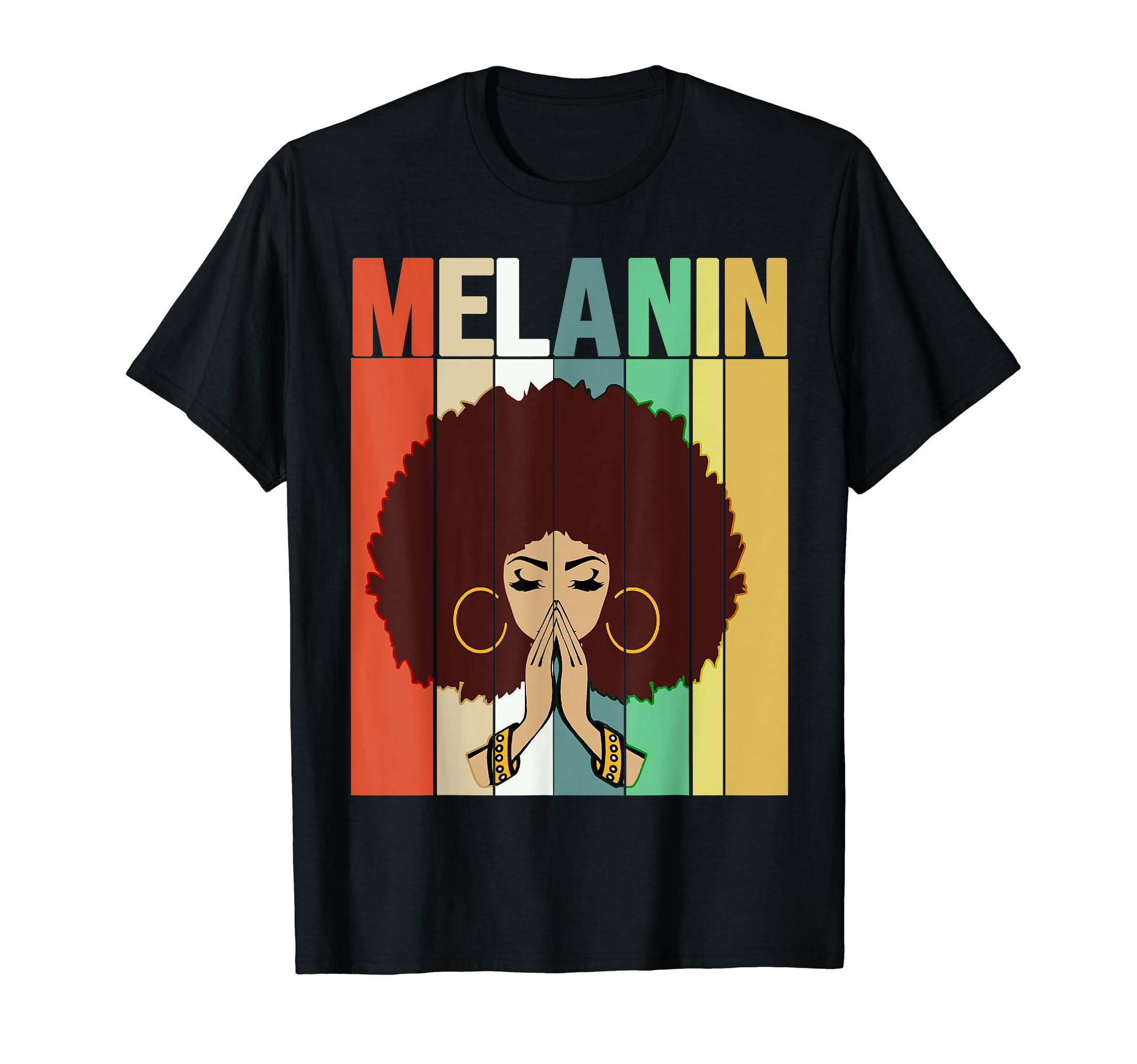 Melanin Vintage Retro Afro Woman Queen Black History Month T-Shirt