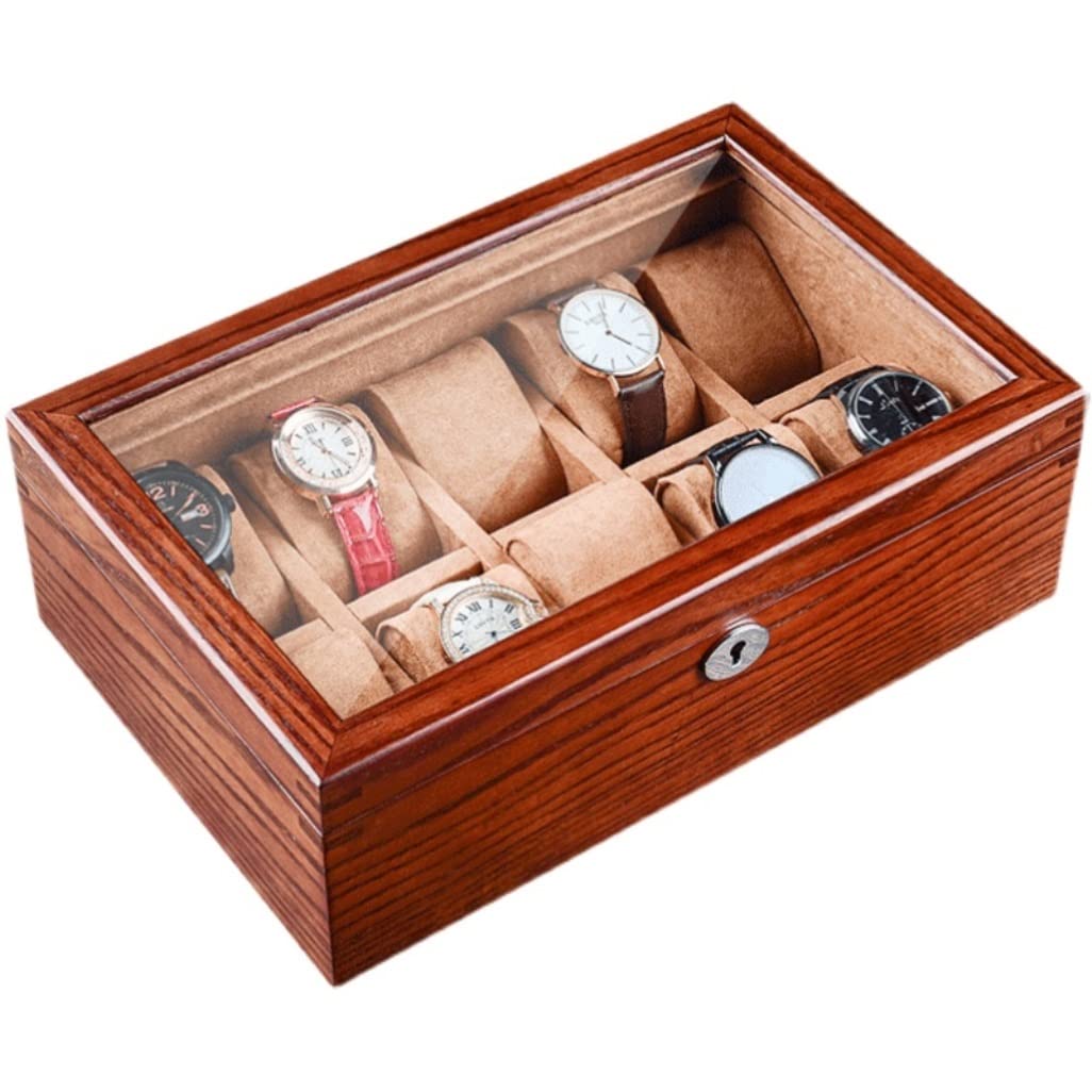 QUSYZD Watch Roll Watch Case Watch Stand Watch Box 10 Slots Watch Storage Box Wooden Watch Box Jewelry Bracelet with Lock Display Mechanical Watch Box Watch Winder Watch Organi,