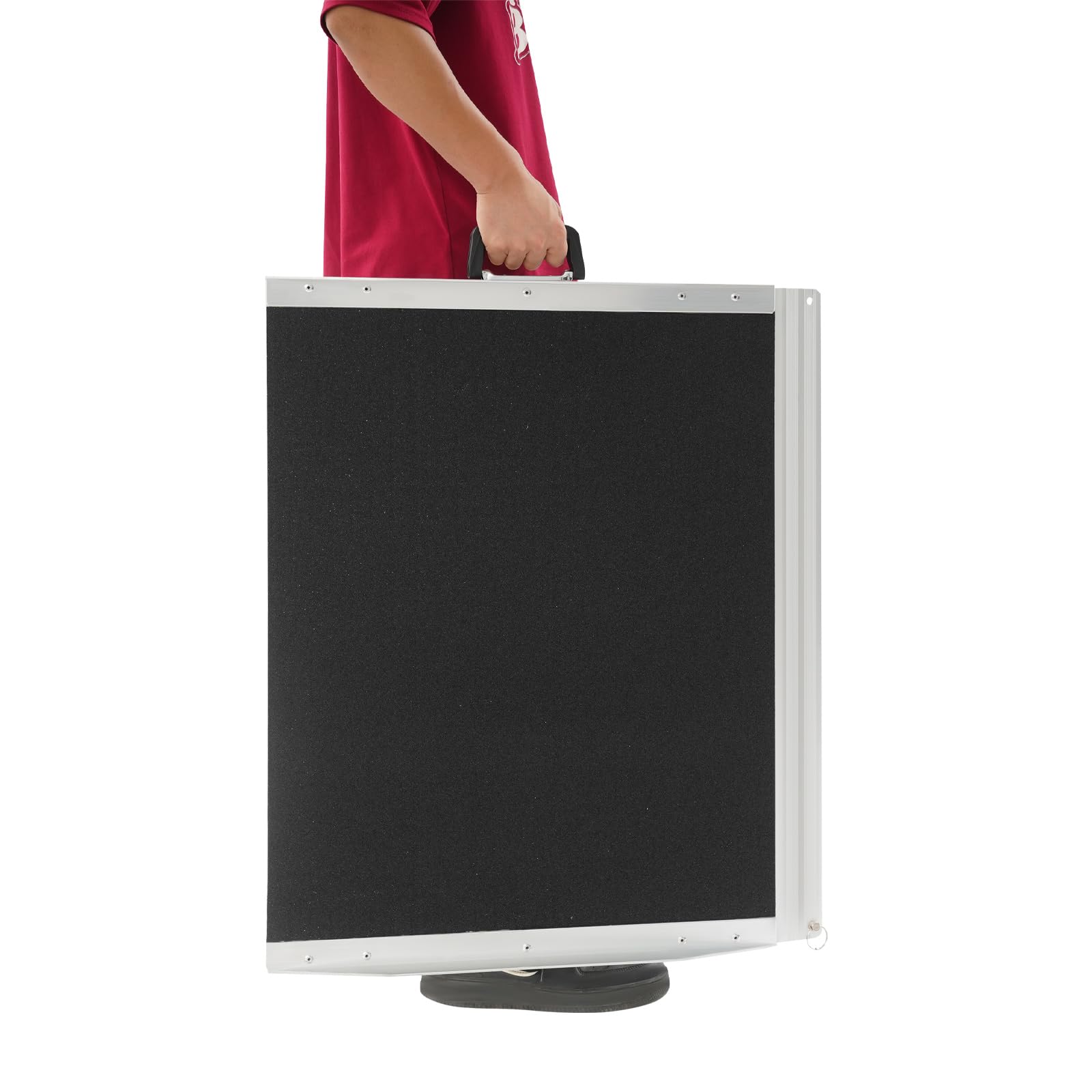 Aluminiowa rampa dla wózków inwalidzkich, 62 x 73 x 5 cm, antypoślizgowa rampa progowa, obciążenie do 272 kg, przenośna rampa najazdowa do wózków inwalidzkich i chodzików, rampa progowa do domu i na