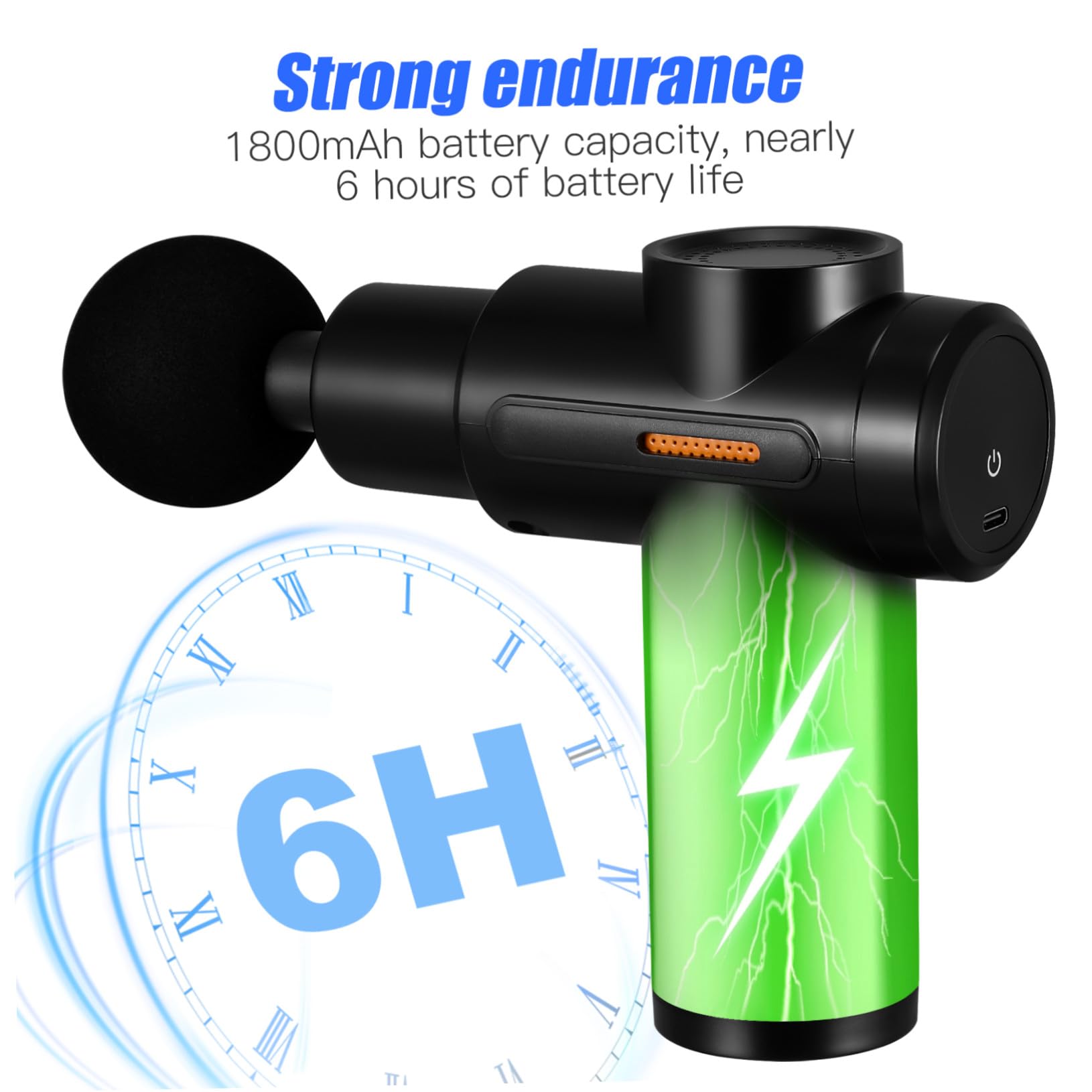 Masajeador de Percusión Portátil Mini con 4 Cabezales Abs Negro | 1800mah 7, 4v, bajo Ruido y Gran Recorrido de Masaje, para Cuello y Músculo
