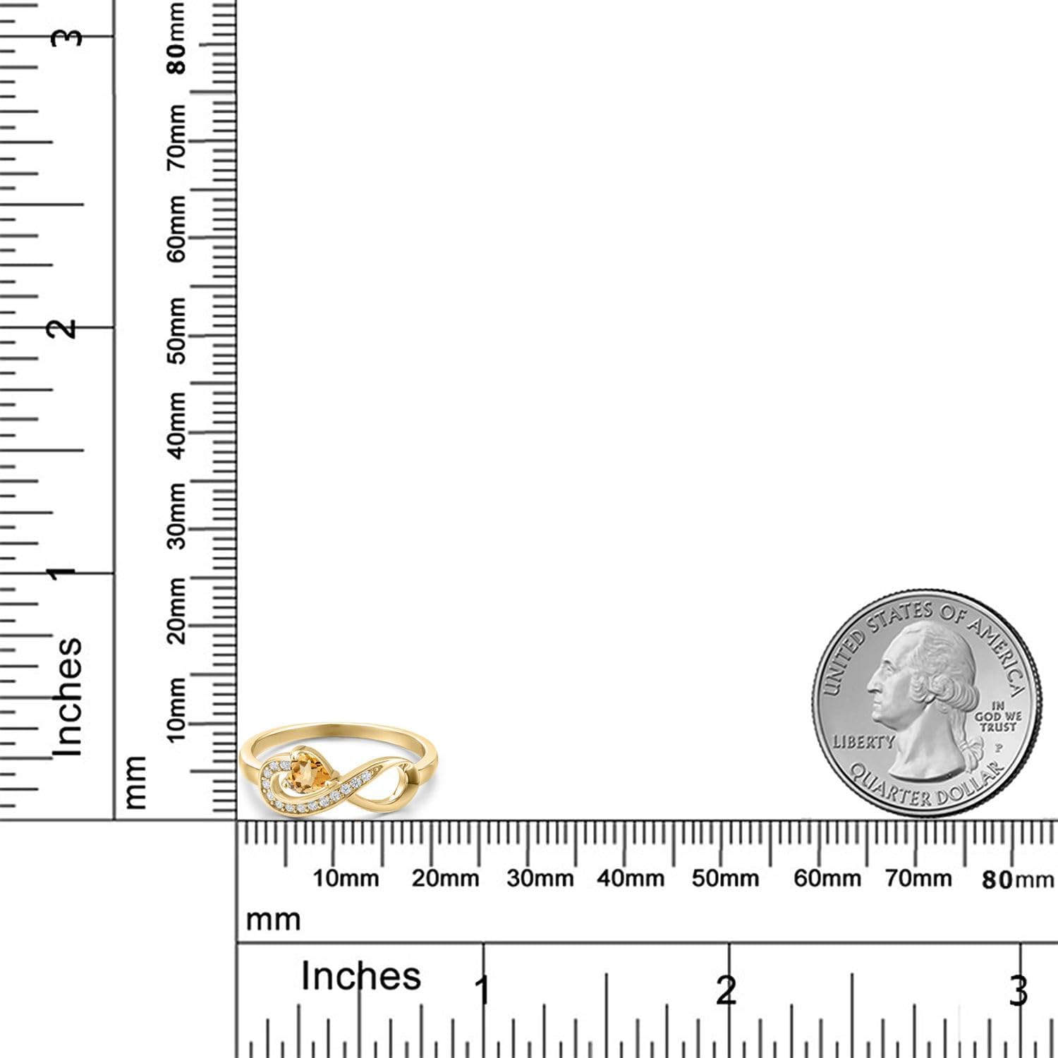 Gem Stone King 18K Yellow Gold Plated Silver Gemstone Birthstone Infinity Ring | Heart Shape 4MM | Wedding Engagement Anniversary Promise Ring For Women | Available in Size 5,6,7,8,9