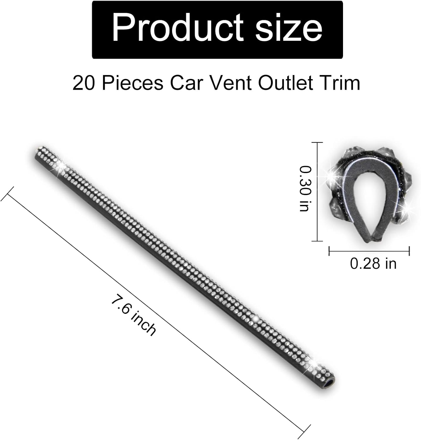LivTee Bling Car Air Vent Outlet Moulding Trim, 10PCS Car Air Conditioner Decoration Strip, Bling Rhinestone Diamond Car Interior Accessories for Women and Teens, White