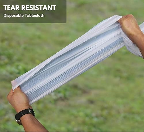Miniatura 4 de Paquete de 36 manteles desechables de plástico, color blanco, cuadrado de 76 x 40 pulgadas