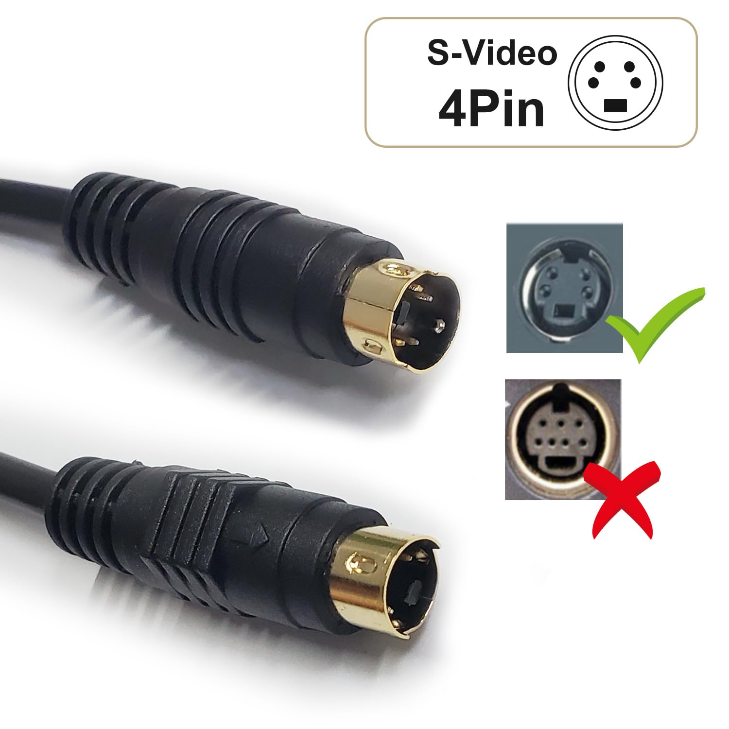 HTDYOO S-Videokabel, S-Videokabel, 4-poliger Stecker, Stecker auf Stecker, vergoldet, kompatibel mit DVD-Player, Heimkino, DSS-Receiver, Videorekorder, DVRs/PVRs – 10 m