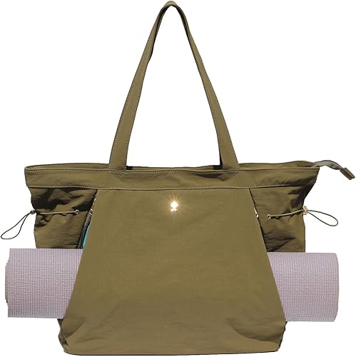 Miniatura 33 de ESVAN Bolsa de yoga para mujer, bolsas de hombro con cordón para oficina, entrenamiento, viajes, transporte, pilates, gimnasio y playa Púrpura