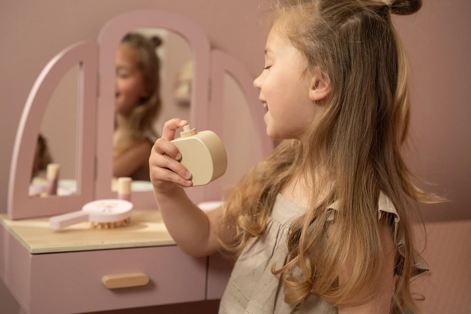 Little Dutch 2513 Holz Kinderschminktisch - rosa