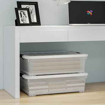 26 Quart Clear Underbed Storage Bin, Plastic Under Bed Box, 4 Packs