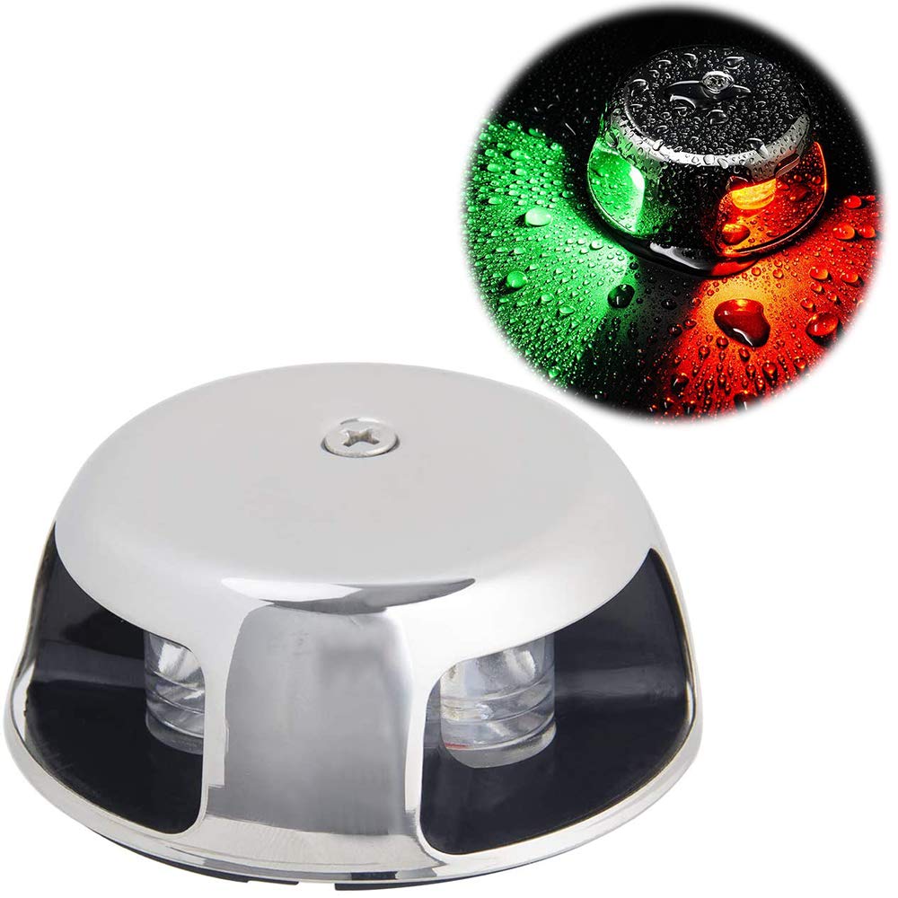 Young Marine Deck Mount, Stainless Steel, Bi-Color Bow Light Red and Green LED for Boat Pontoon Yacht Skeeter