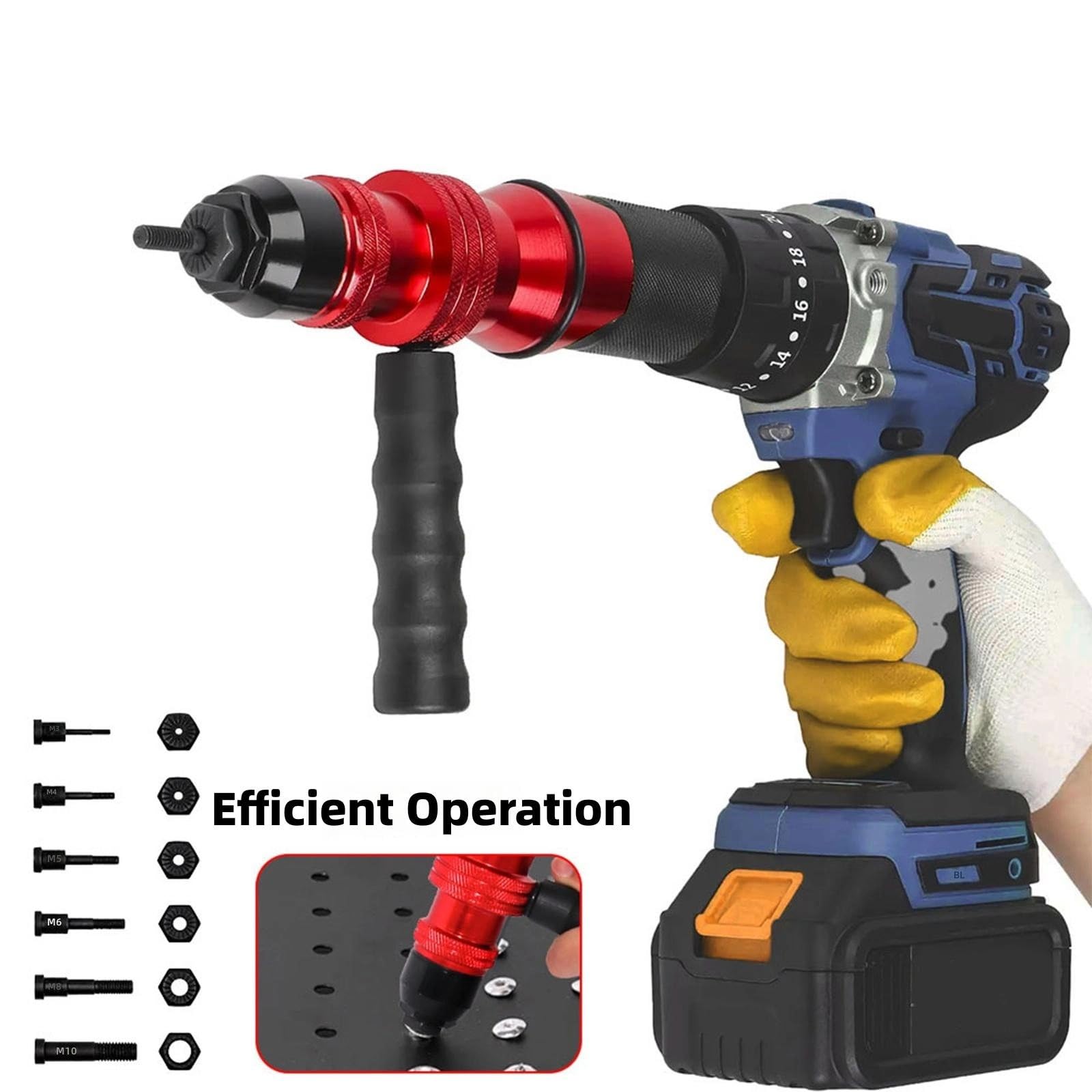 Adattatore per dado rivetto per dado elettrico Rivetto elettrico Adattatore per trapano Rivettatrice Strumento adatto per ambienti difficili per trapano