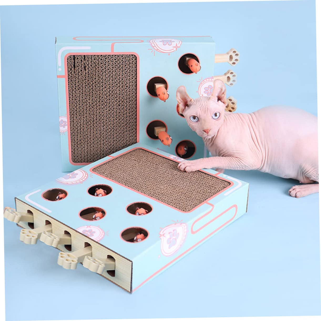 TOYANDONA Juguete para Gatos Whack-Mole Rascador para Gatos Interactivo para Entretenimiento Interiores