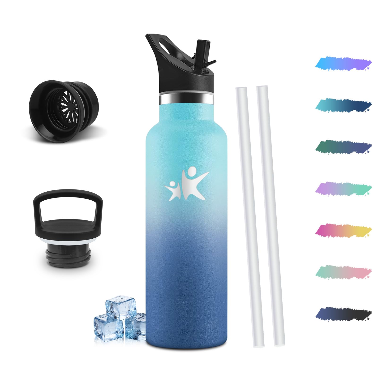 Mulbijeo Thermal Water Bottle with Straw, 500ml 18/8 Stainless Steel, Thermos, BPA-Free and Leakproof, Gym Bottles, Water Bottles, for School, Sports, Travel, Water Bottle