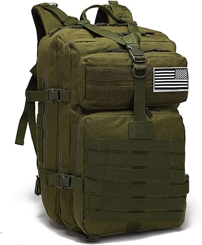 Mochila táctica COSCOOA Mochila de senderismo de 50 L, mochila militar modelo B307 con cubierta impermeable reflectante, Negro, Mochila militar del