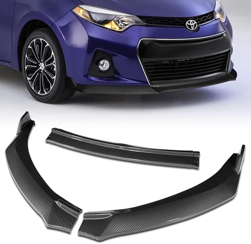 3PCS Front Bumper Lip Kit fit for compatible with 2014-2016 Toyota Corolla Type-S, GT-Style Splitter Trim Protection Spoiler, Air-Dam-Chin-Diffuser (Carbon Look)