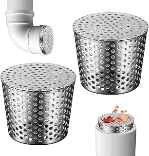 Dachrinnen Laubschutz Edelstahl, 2 Stück Regenrinnen Laubschutz 90-110mm, Laubschutz Dachrinne, Fallrohrschutz, Laubfang Fallrohr für Flachdachablauf, Abflüsse und Fallrohre, Dachrinne Sieb