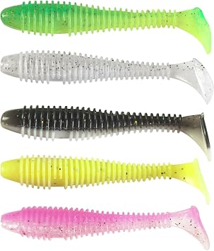 Paddle Tail Swim Baits,30Pcs Soft Plastic Fishing Lures Kit for Bass Crappie Trout Walleye Panfish Etc