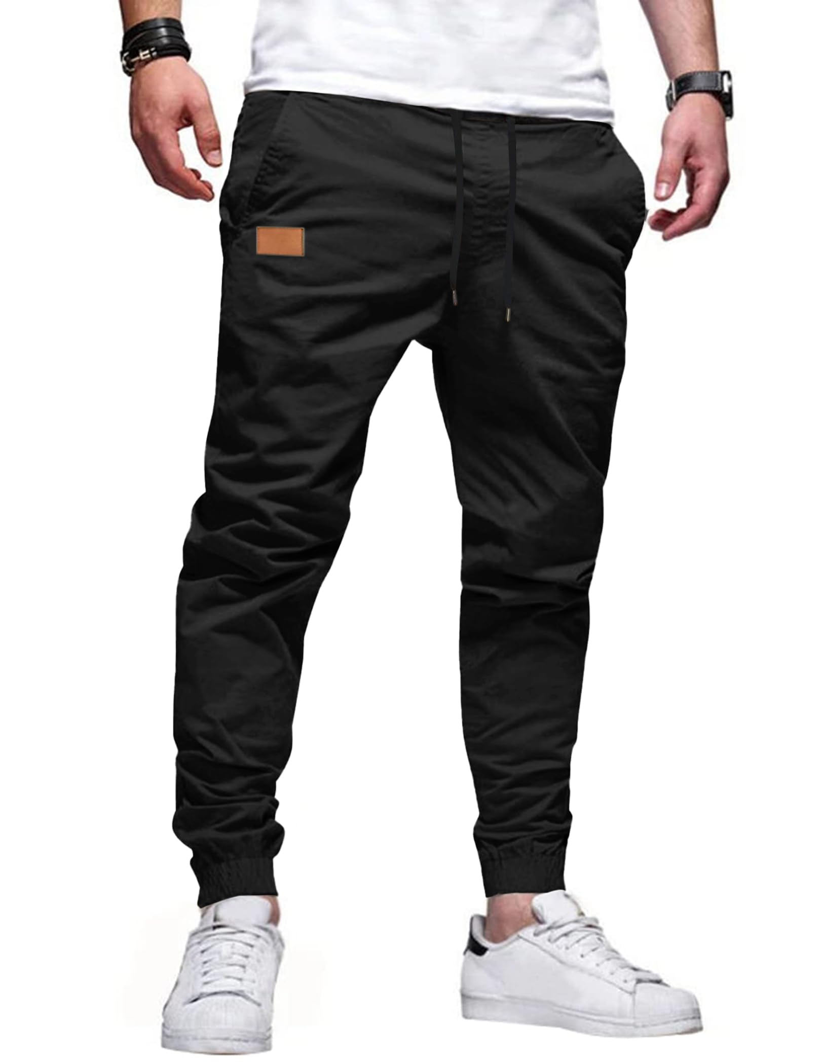 TARAINYA Pantaloni Uomo Cotone Jogging Chino Cargo con Tasche Laterali Coulisse Vita Elastica Casual